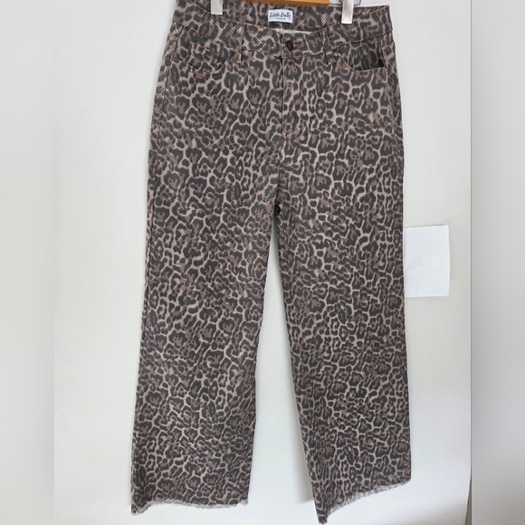 Leopard Print Wide Leg Denim Jeans Size 12 NWOT - Picture 5 of 14